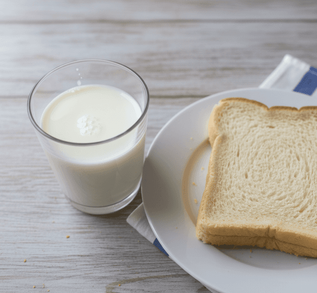 Bread and milk breakfast photo